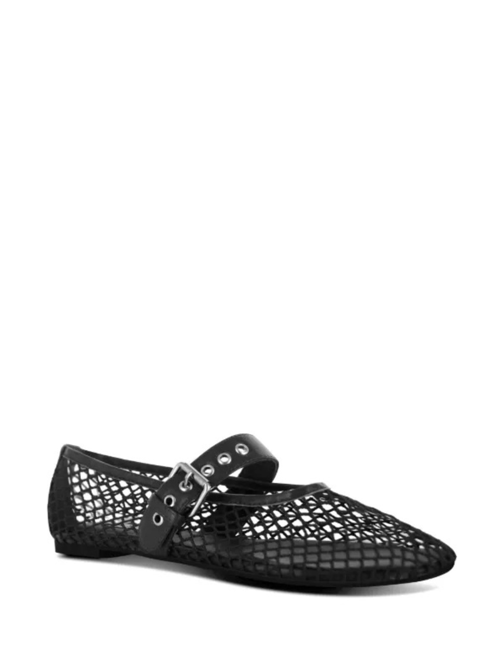 SENSO Black Mesh Mary Jane Ballet Flats with Eyelet Buckle